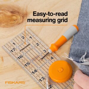 Fiskars Sewing Ruler - 3" x 18" Acrylic Ruler - Sewing and Quilting Ruler with Gridlines - Arts and Craft Supplies - Clear