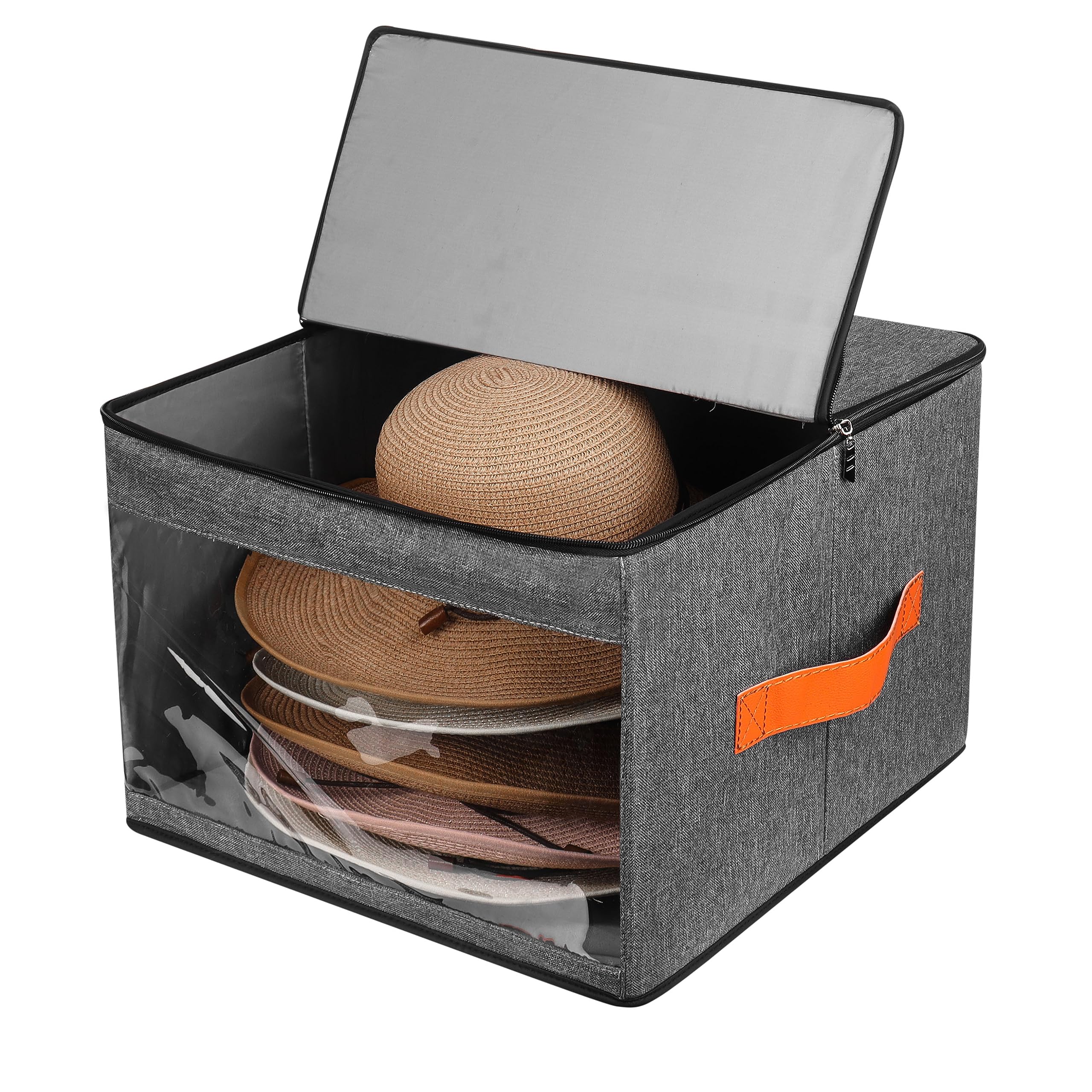 kushon Upgraded Hat Storage Box for Women & Men,Closet Hat Boxes Organizer Bag with Dustproof Lids,Cowboy Hat Box,Hat Carrier Case For Travel