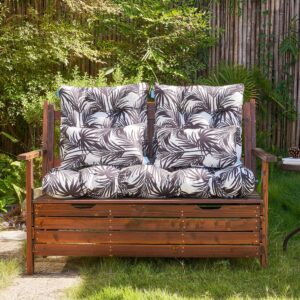 ARTPLAN Outdoor Loveseat Cushions,5 Piece Wicker Chair Cushions Set,Tufted Cushons for Wicker Bench Patio Furniture,Floral