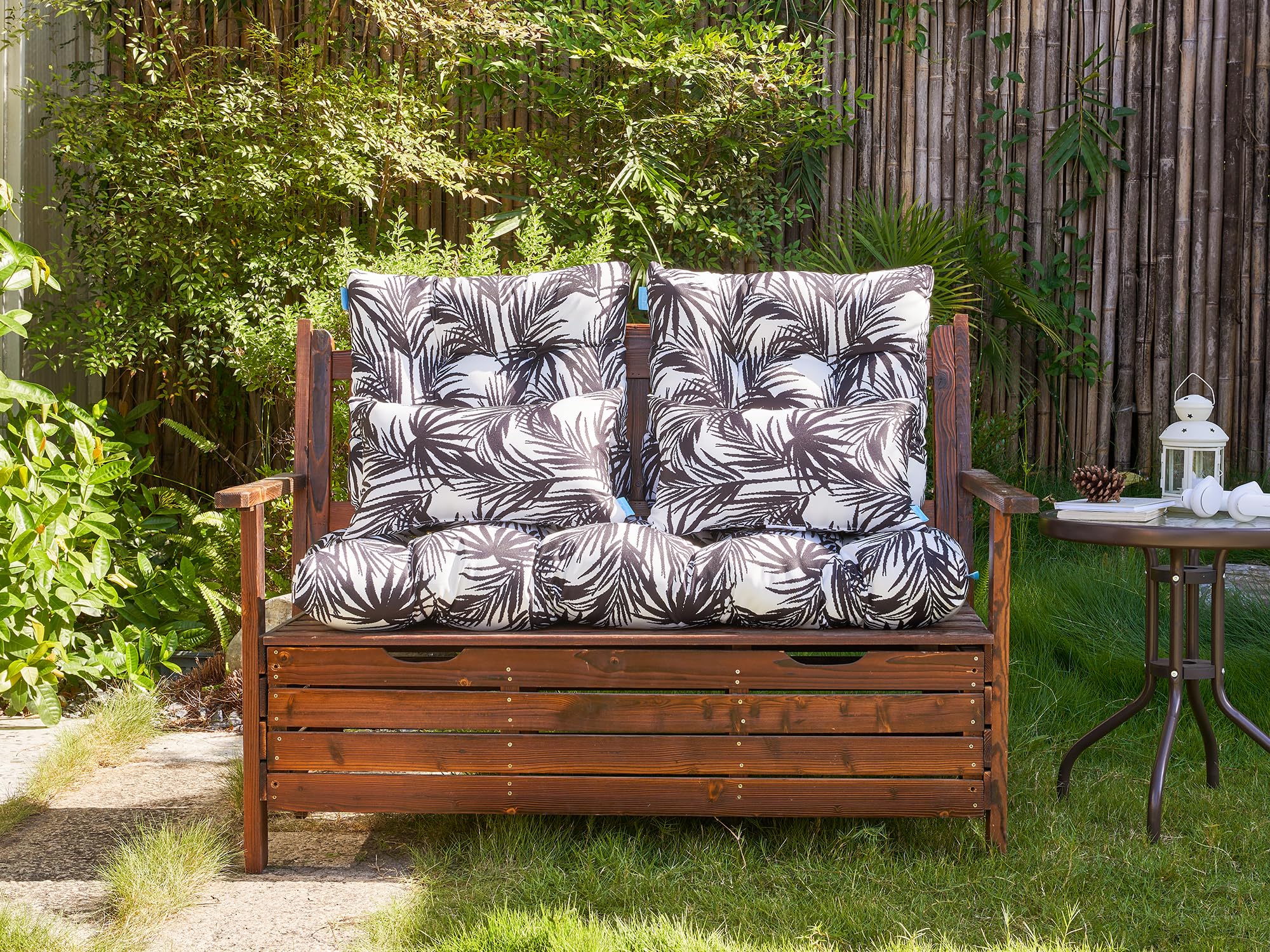 ARTPLAN Outdoor Loveseat Cushions,5 Piece Wicker Chair Cushions Set,Tufted Cushons for Wicker Bench Patio Furniture,Floral