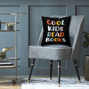 ZNGFON Kids Reading Pillow Pillows Covers case 18x18，Let's Read Cool Kids Read Books，Reading Pillow for Kids，Decorate Book Club Reading Room Boys Girls Room Kids Room Playroom Nursery