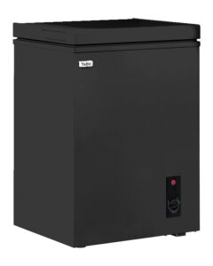 tabu 3.5 cu ft chest freezer, deep freezer with removable storage basket, top open door small chest freezer with 7 level adjustable temperature, compact freezer with top open door (black)