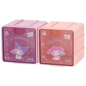 skater jqbc1-a connecting accessory holder, pack of 2, 3.0 x 3.0 inches (7.6 x 7.6 cm), cube, cubic collection, my melody, kuromi, cute, sanrio accessories, storage case, drawer, organization