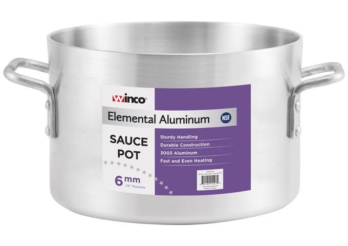 Winco ASHP-60 Heavy-Duty Aluminum Sauce Pot, 60 Quart, Silver