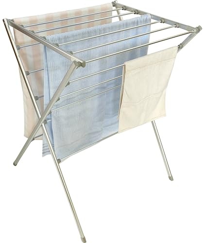 TOTES BABIES Premium Aluminum Foldable Laundry Rack for Air Drying Clothing, Towels and Linens, Easy Assembly, Energy Saving, 12 Rails, Conveniently 36 Inches Tall