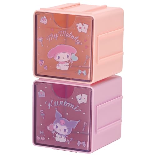 Skater JQBC1-A Connecting Accessory Holder, Pack of 2, 3.0 x 3.0 inches (7.6 x 7.6 cm), Cube, Cubic Collection, My Melody, Kuromi, Cute, Sanrio Accessories, Storage Case, Drawer, Organization