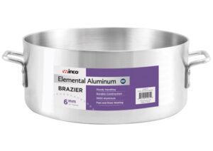 winco albh-24 commercial-grade aluminium brazier, 24 quart, silver