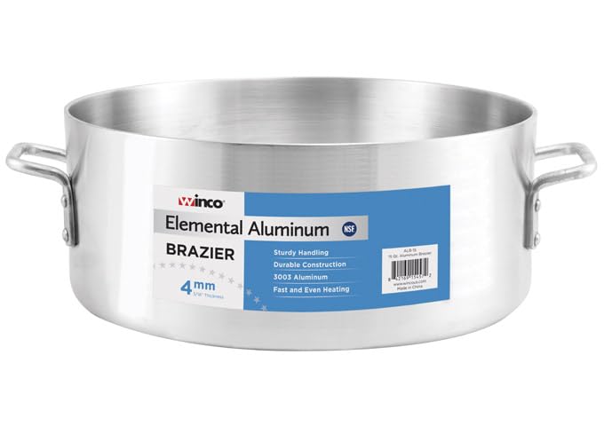 Winco ALB-24 Commercial-Grade Aluminium Brazier, 24 Quart, Silver