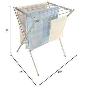 TOTES BABIES Premium Aluminum Foldable Laundry Rack for Air Drying Clothing, Towels and Linens, Easy Assembly, Energy Saving, 12 Rails, Conveniently 36 Inches Tall