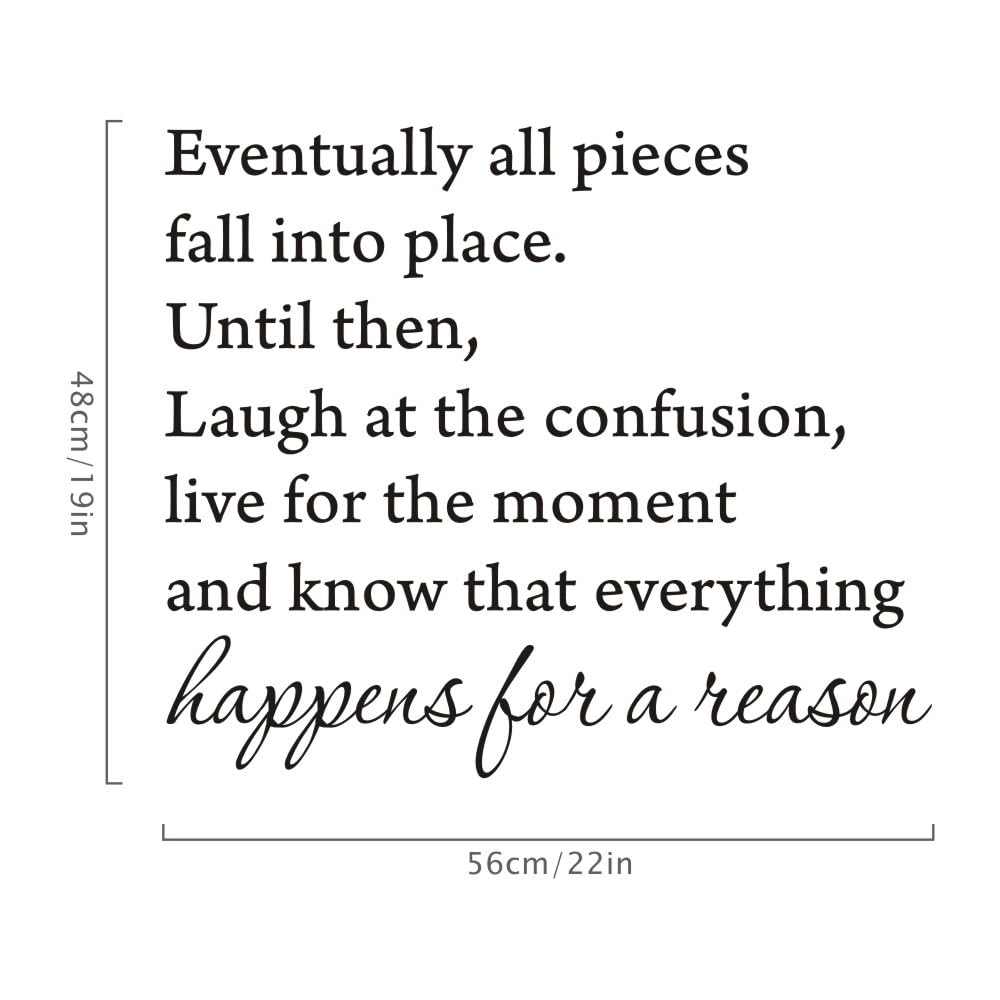 Eventually All Pieces Fall into Place Inspirational Quotes Wall Decals Saying Vinyl Wall Art Sticker Home Decor 22×19In