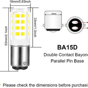 SSXBF BA15D LED Double Contact Bayonet Base 120 Volts 4W Bulb，Daylight 6000K,40W Halogen Replacement Bulb，Sewing Machine Bulbs Pack of 2……