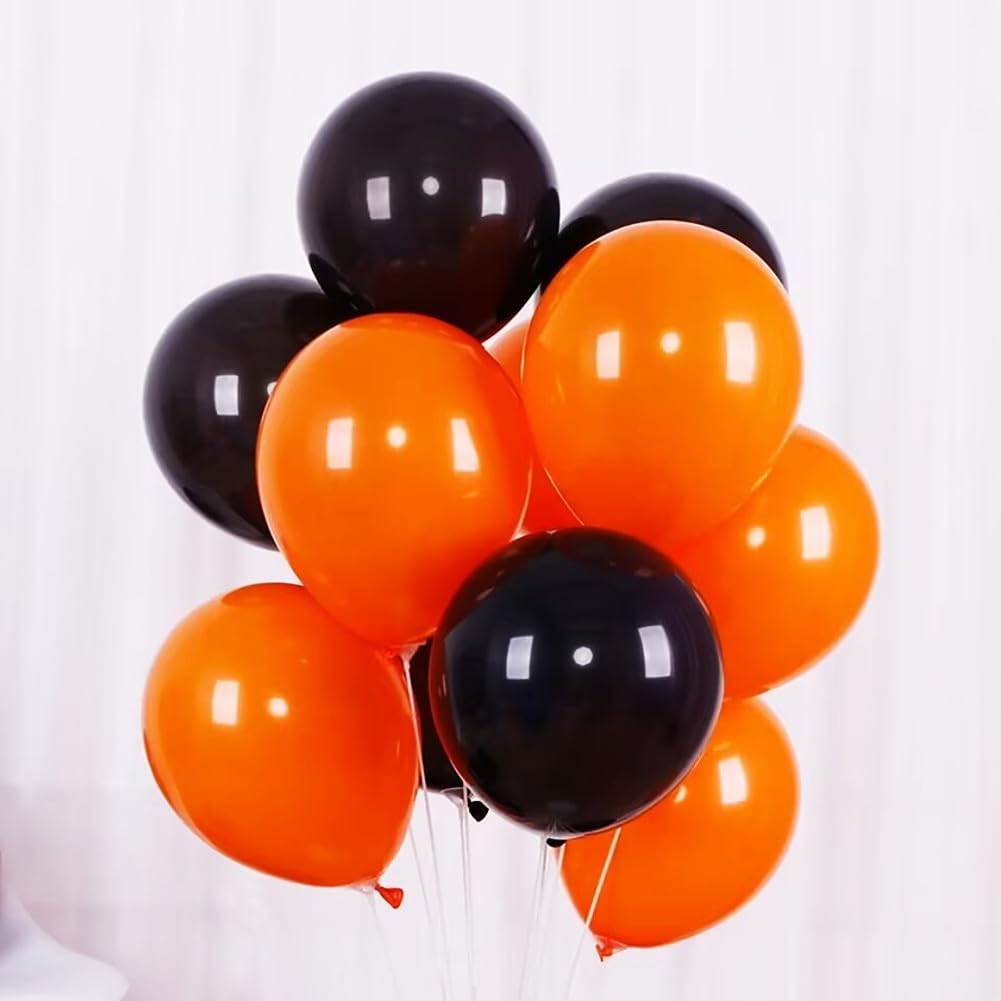 200 Pcs Black Orange Balloons 5 Inch Orange and Black Latex Small Balloon Garland Arch Kit for Baby Shower Birthday Bridal Shower Wedding Anniversary Halloween Party Decorations