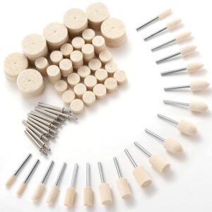 110PCS Wool Buffing Polishing Wheel for Dremel Tool Kit, Jewelry Making Tools for Dremel Tool- 1/8 Inch Shank with Storage Case