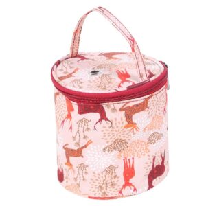 knitting storage bag, small yarn organizer portable crochet bags tote mini drum crocheting hooks set case sewing suppliers basket zipper closure store skein ball short needles mother gift beginner