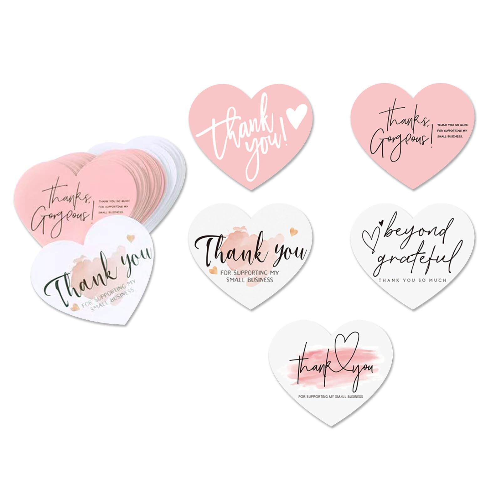 GINCEVHY 150 Pcs Love Heart Shaped Thank You Cards, 2.36 x 2.76 Blank Notecards For Handwritten Message, Greeting Cards For Wedding, Baby Shower, Small Business, All Occasion