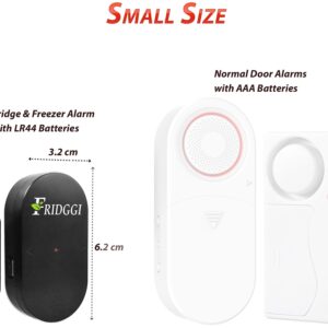 FRIDGGI - Freezer Door Alarm with Delay When Left Open, 60sec, 120sec, 180sec Reminders, Fridge Door Alarm or Chime (Pack 2)