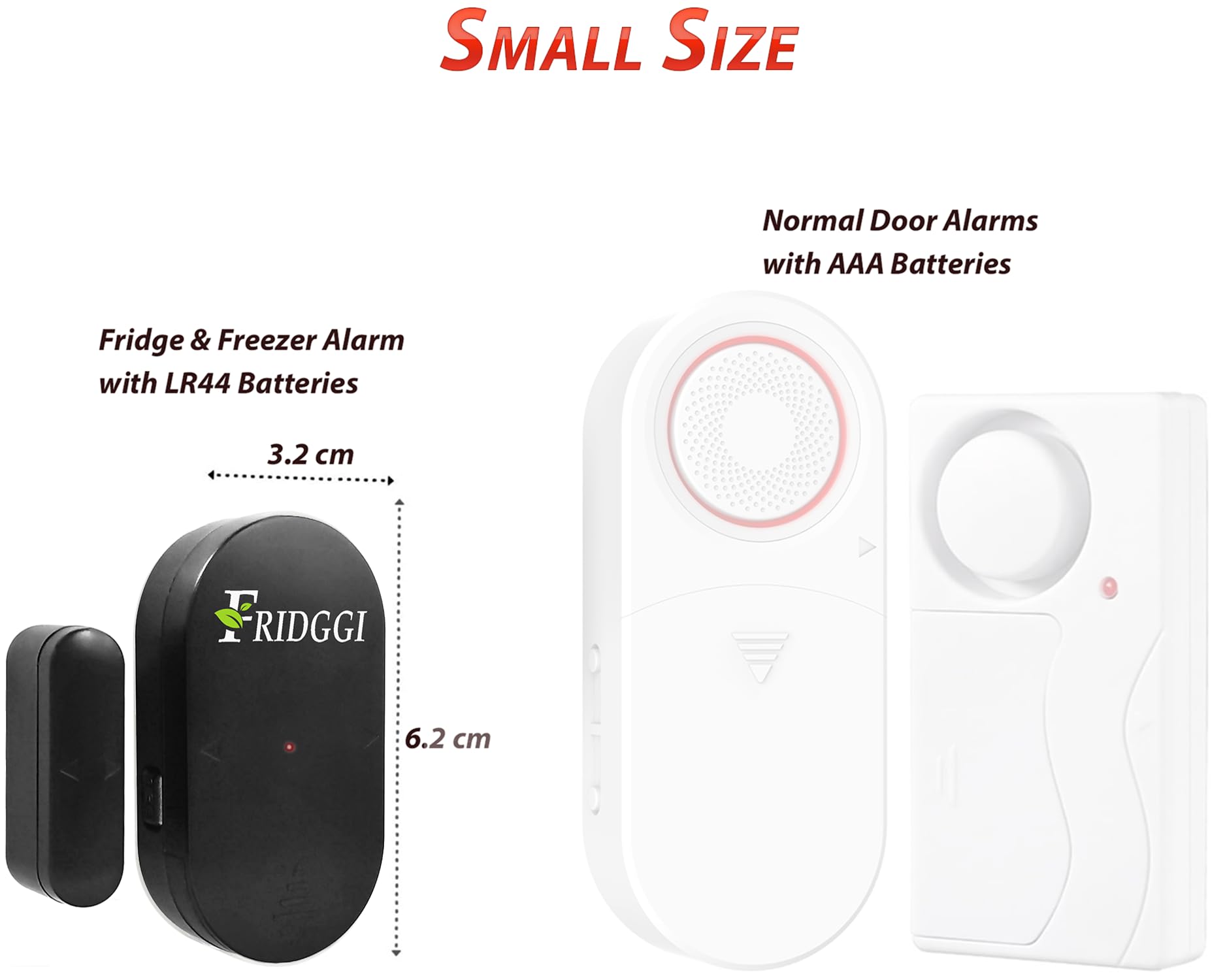 FRIDGGI - Freezer Door Alarm with Delay When Left Open, 60sec, 120sec, 180sec Reminders, Fridge Door Alarm or Chime (Pack 2)