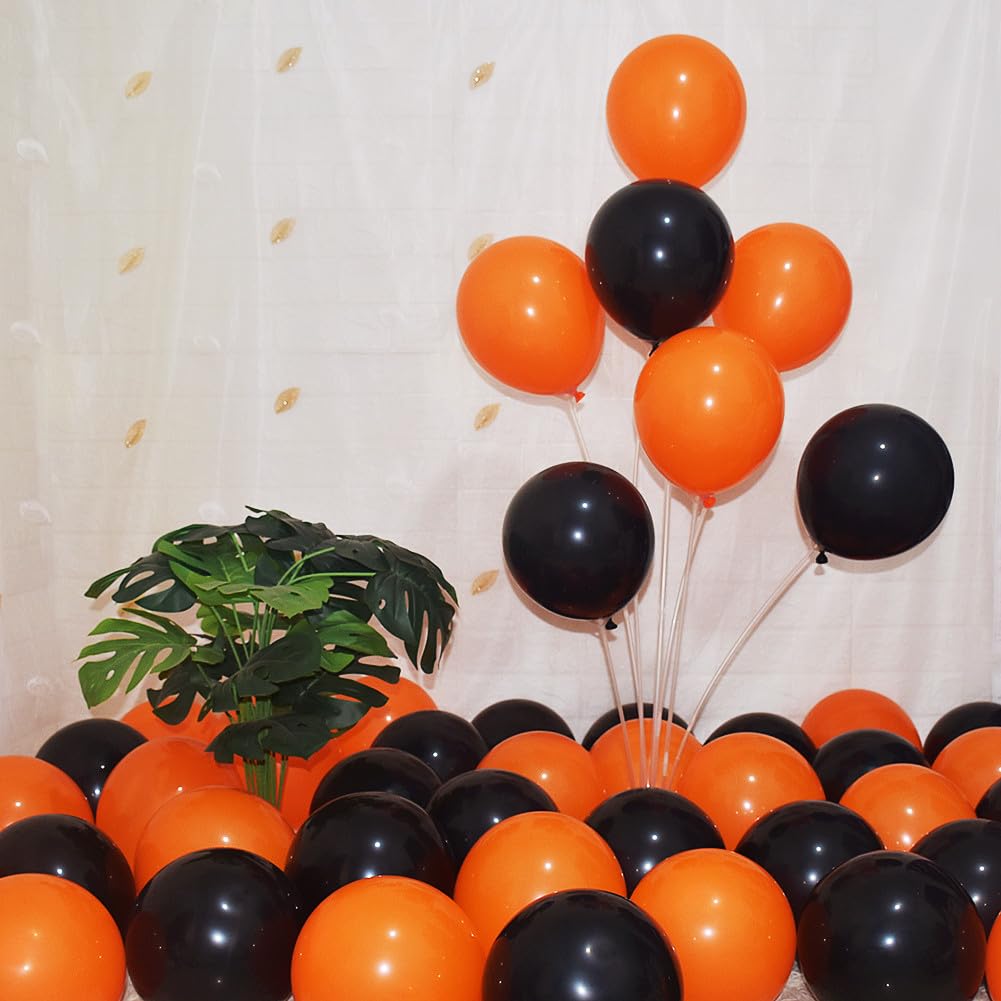 200 Pcs Black Orange Balloons 5 Inch Orange and Black Latex Small Balloon Garland Arch Kit for Baby Shower Birthday Bridal Shower Wedding Anniversary Halloween Party Decorations