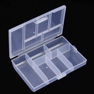 lanttaotte mini 6 grids 2-pack plastic organizer box storage container for jewelry fishing tackles earring nail rhinestones beads art diy crafts organizer clear