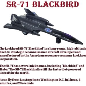 Zugar Land Die-Cast Pullback Stealth Bomber Models (4.25"-5.25") SR-71 Blackbird, F-22 Raptor, F-117 Nighthawk, B2 Bomber (SR-71 Blackbird)