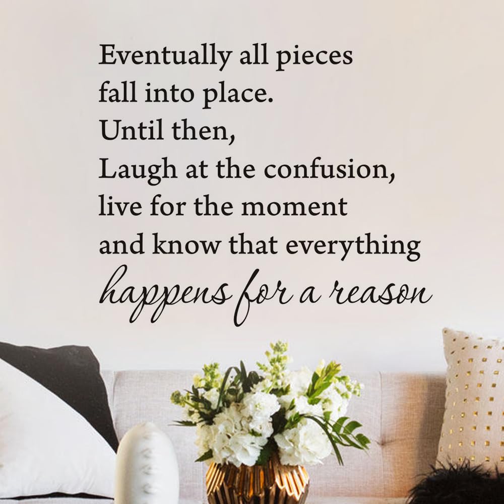 Eventually All Pieces Fall into Place Inspirational Quotes Wall Decals Saying Vinyl Wall Art Sticker Home Decor 22×19In