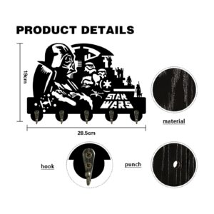 AVJERA Star Warfare Key Holder for Wall, Nail-Free Key Holder, Skywalker Key Hook for Entryway, Wall Mounted Stormtrooper Key Hooks, Gift for Vader Lovers,11.4''7''0.3''