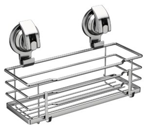 tesot suction cup shower caddy, shower shelf soap dish with hooks for razor, sponge, rust proof 304 stainless steel, silver