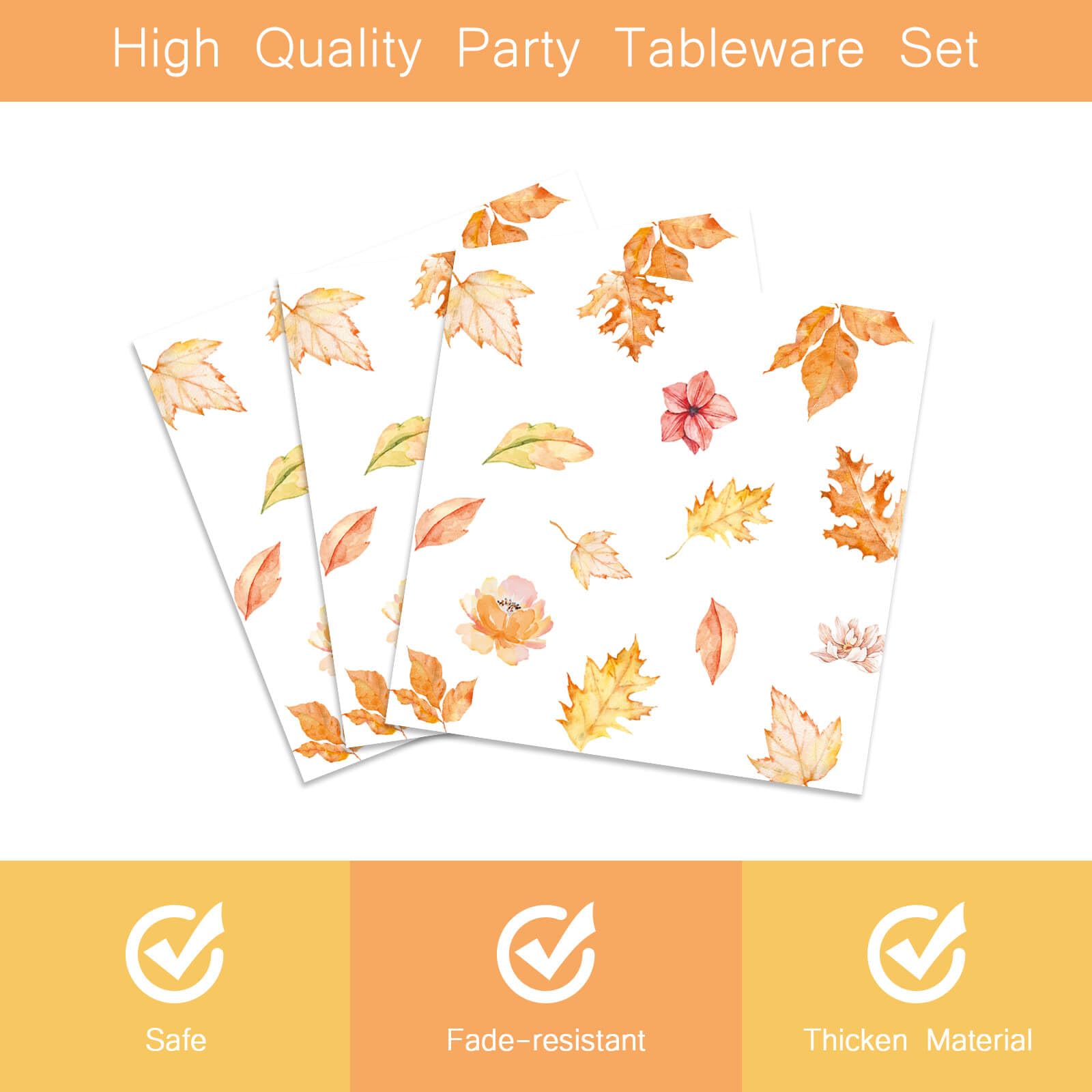 96 PCS Fall Leaves Party Decorations Supplies Autumn Maple Leaves Party Tableware Set Party Napkins Forks Disposable Paper Plate Decorations Favors for Fall Thanksgiving Bridal Shower Birthday Theme