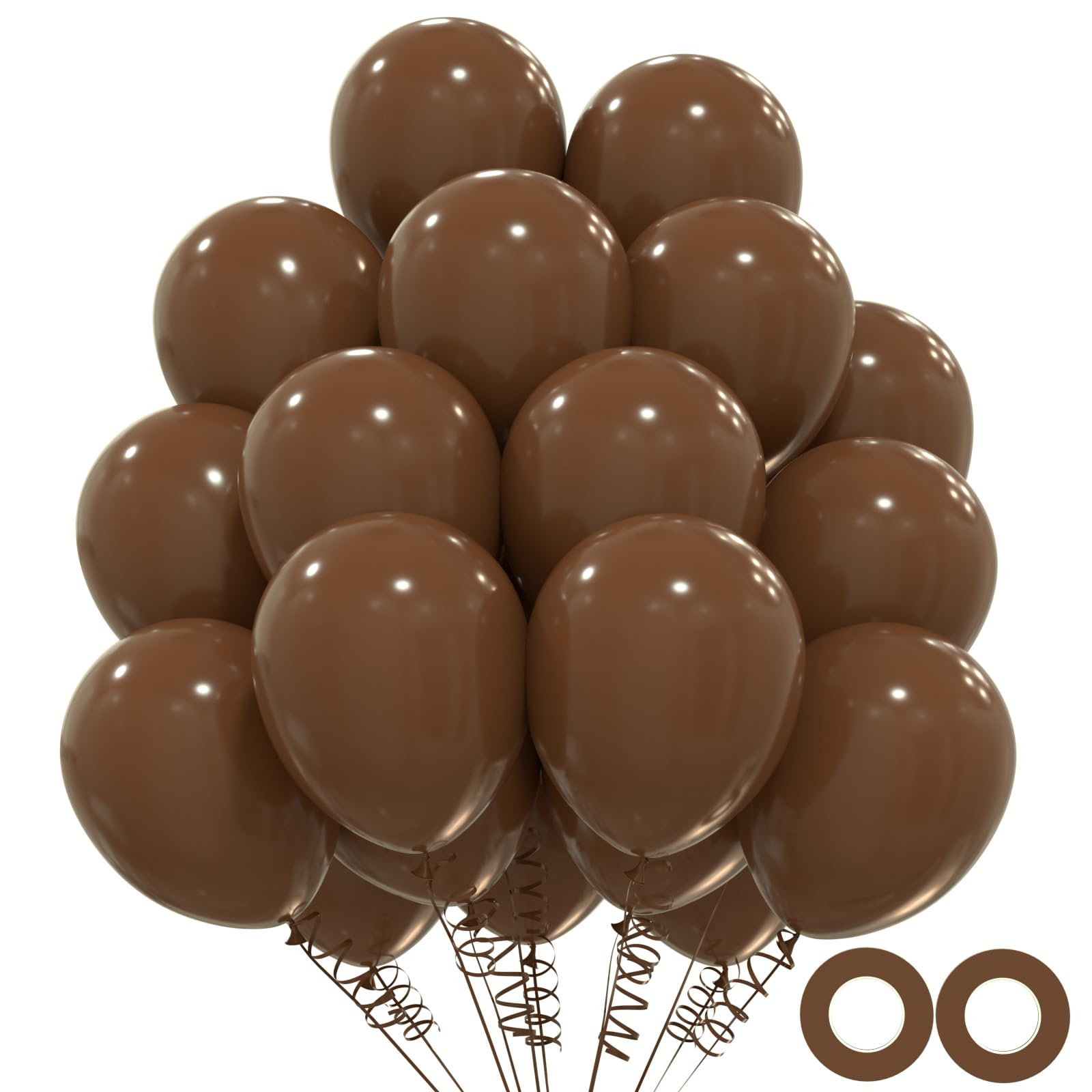 110pcs Dark Brown Balloons, 12inch Coffee Brown Latex Party Balloons, Helium Quality for Birthday Baby Shower Gender Reveal Graduation Party Decorations(With 2 Brown Balloons)