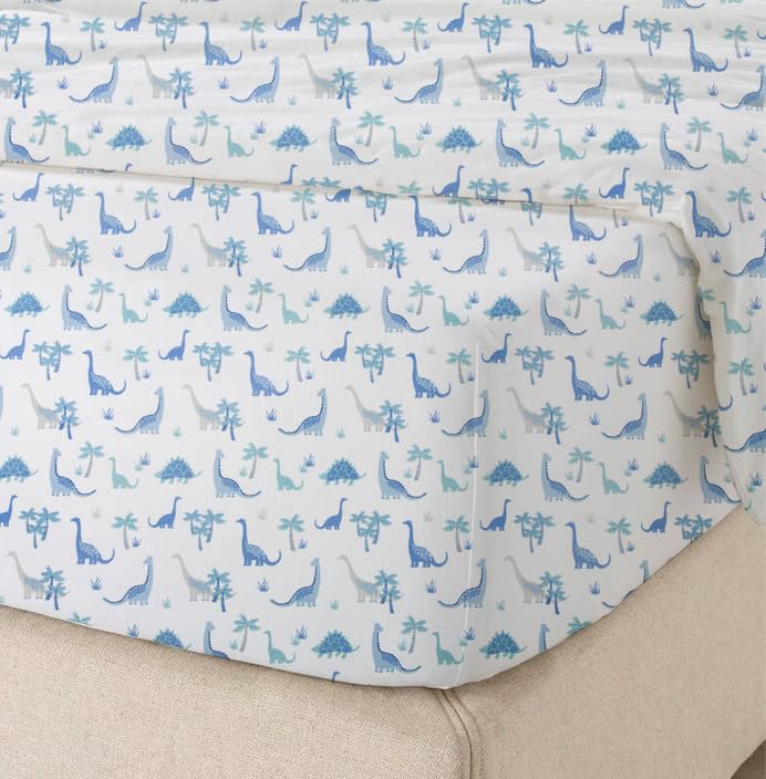 LITTLE CELEBRITY Twin Sheet Set | Kids Sheet & Pillowcase Sets | Twin Sheets for Boys Girls, Fitted Sheet, Top Sheet, Pillowcase | Twin Sheets Set | Twin Bed Sheets | Bed Sheets Twin (Dino Jungle)