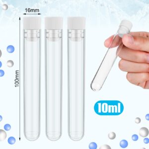 Xuhal 500 Pcs Test Tubes 10 ml Clear Plastic Test Tubes with Caps 16 x 100 mm Small Propagation Tubes for Scientific Experiments Plant Propagation Powder Spices Candy Storage