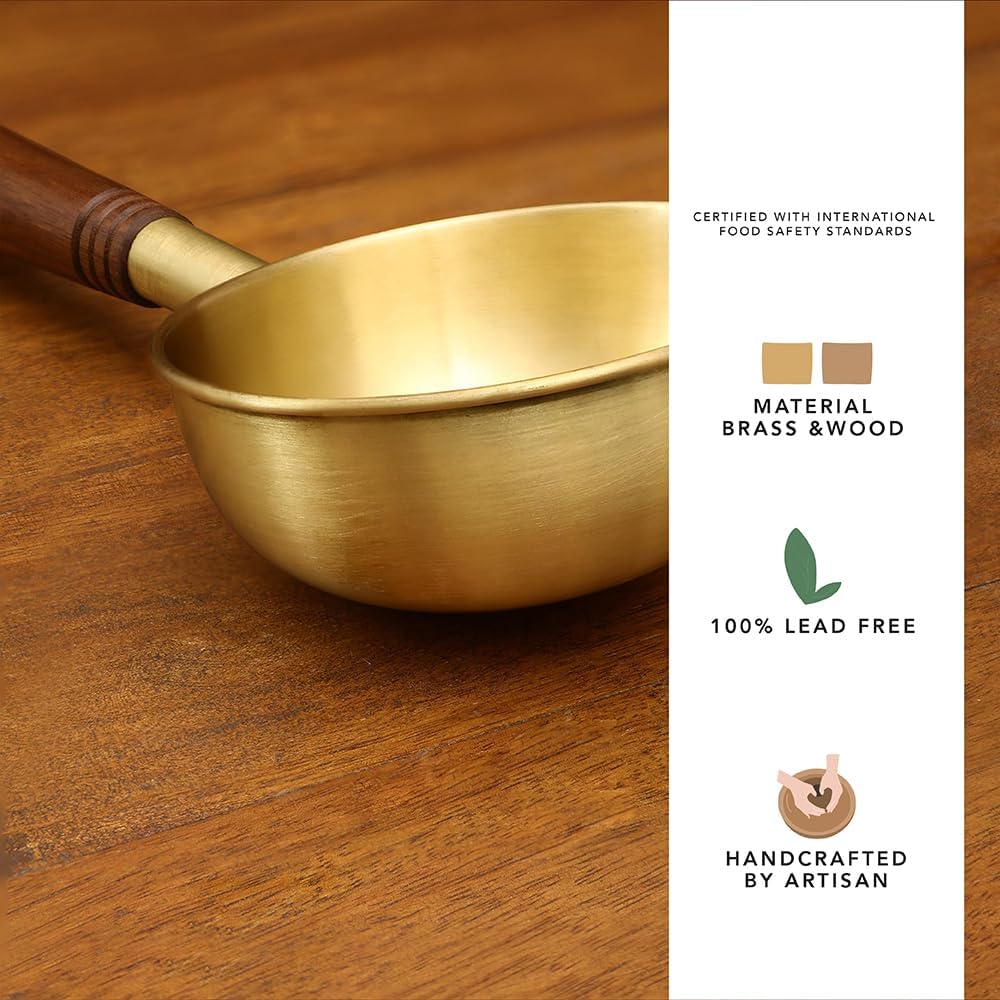 The Ultimate Arra Brass Tadka Pan with Wooden Handle