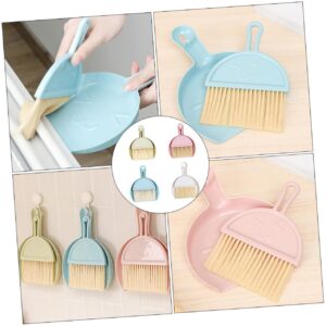 HAPINARY 4 Sets Mini Dust Brush and Dustpan Multi Function Handheld Cleaning Accessory for Quick Cleanup Desks Countertops and Pet Areas Compact Broom and Dustpan