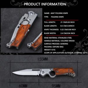 AK47 Flipper Knife With Flashlight, Flipper Pocket Knives for Camping Hunting Survival Indoor and Outdoor Activities Mens Gift - Ideal for Hiking, Fishing, Emergency, EDC Tactical Tool Knife