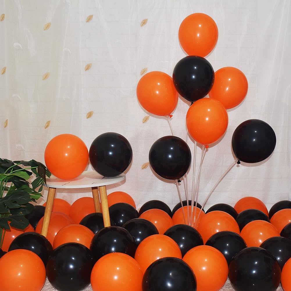 200 Pcs Black Orange Balloons 5 Inch Orange and Black Latex Small Balloon Garland Arch Kit for Baby Shower Birthday Bridal Shower Wedding Anniversary Halloween Party Decorations