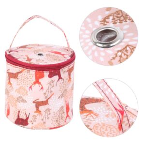 Knitting Storage Bag, Small Yarn Organizer Portable Crochet Bags Tote Mini Drum Crocheting Hooks Set Case Sewing Suppliers Basket Zipper Closure Store Skein Ball Short Needles Mother Gift Beginner