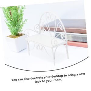 HOOTNEE 1pc Micro Landscape Double Chair Metal Decor Flower Pot Decorations Plant Decorations Garden Supplies Mini Bench Chair Mini Garden Bench Wrought Iron White Bench Adornment Metal