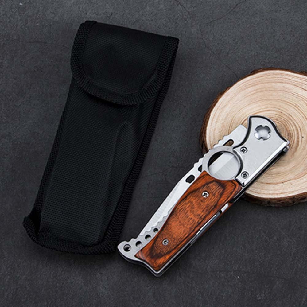 AK47 Flipper Knife With Flashlight, Flipper Pocket Knives for Camping Hunting Survival Indoor and Outdoor Activities Mens Gift - Ideal for Hiking, Fishing, Emergency, EDC Tactical Tool Knife