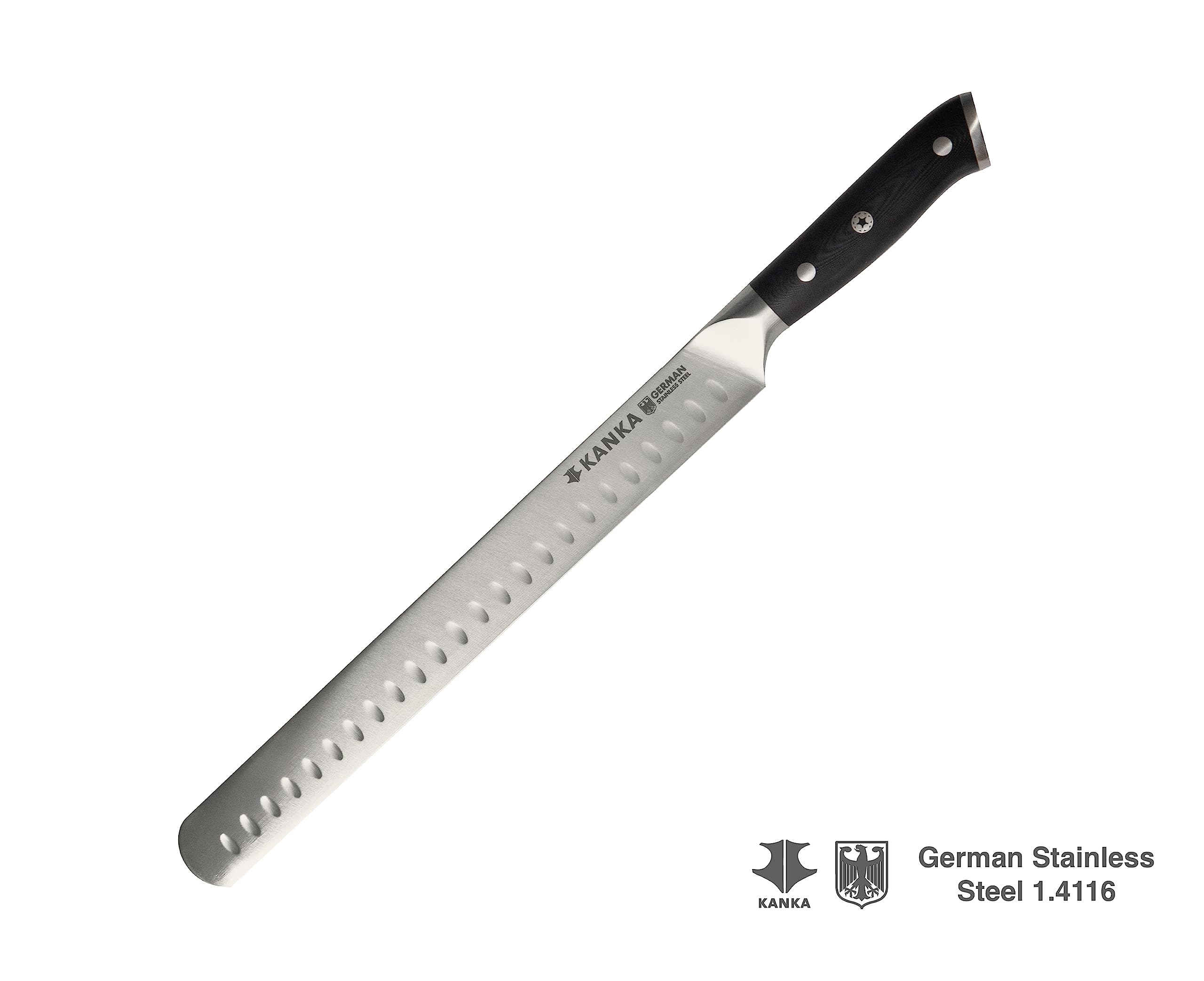 KANKA 12 inch Slicing Carving Knife - Ultra Sharp 1.4116 German Stainless Steel. Premium G10 Hamdle. Gift Box Included