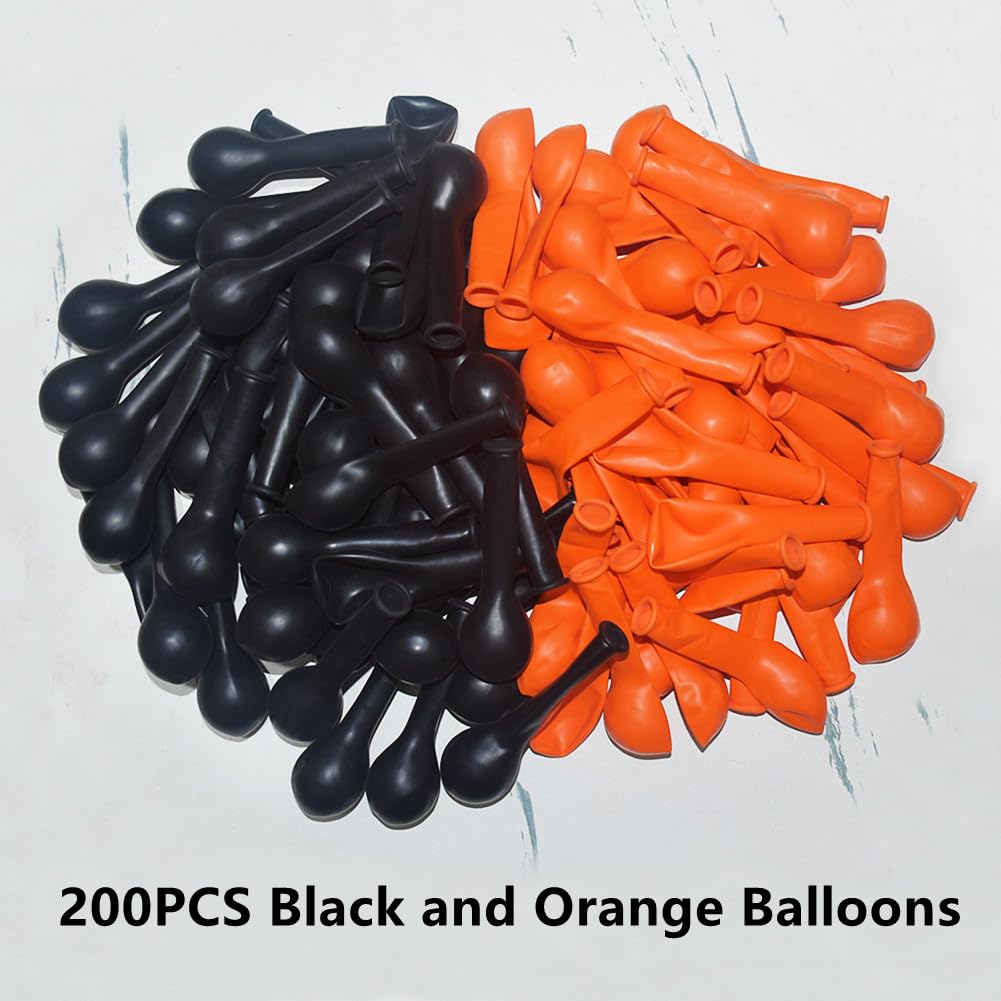 200 Pcs Black Orange Balloons 5 Inch Orange and Black Latex Small Balloon Garland Arch Kit for Baby Shower Birthday Bridal Shower Wedding Anniversary Halloween Party Decorations