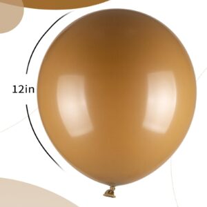 110pcs Dark Brown Balloons, 12inch Coffee Brown Latex Party Balloons, Helium Quality for Birthday Baby Shower Gender Reveal Graduation Party Decorations(With 2 Brown Balloons)