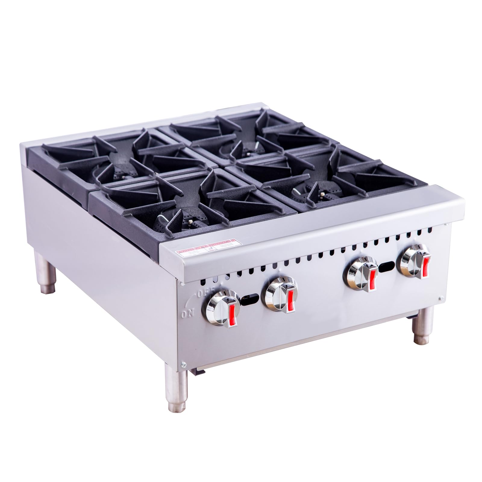 EASYROSE Gas Hot Plate 4 Burner Gas Stove 24" Commercial Stove Top Countertop Gas Range Commercial Cooking Equipment 120,000 BTU, ETL Listed