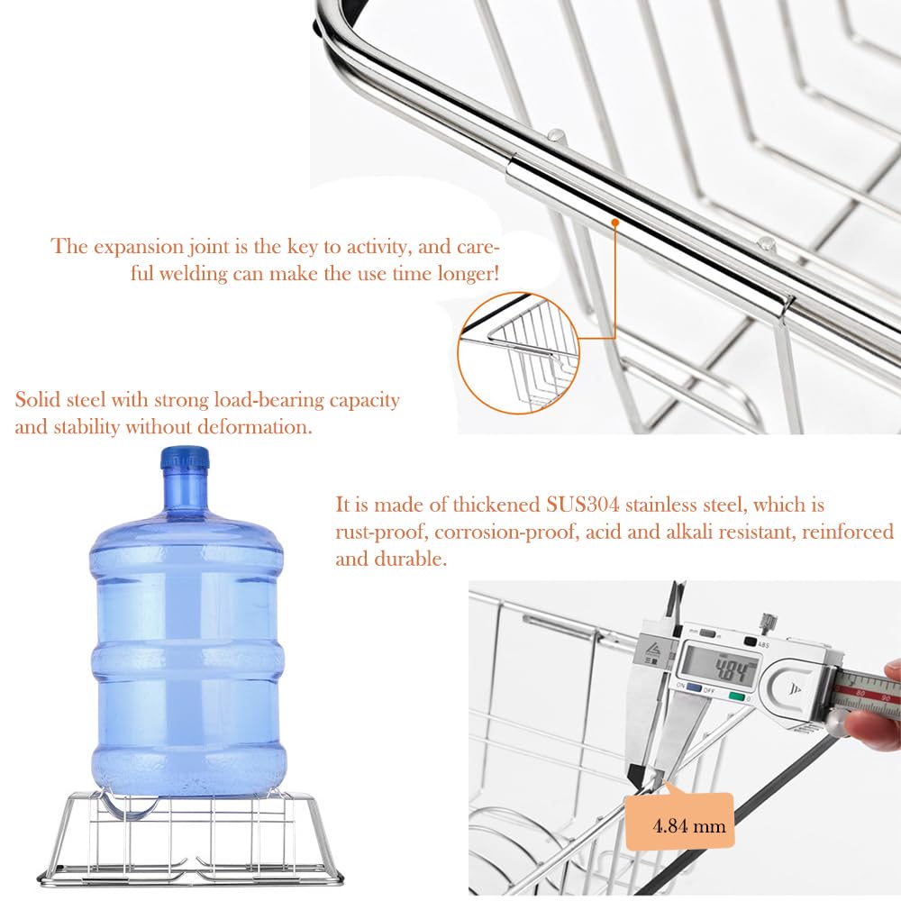 YEECOPON Dish Rack in Sink, Expandable Over The Sink Dish Drying Rack with Utensil Holder and Silicone Drainage pad (Small + 16" Silicone pad)