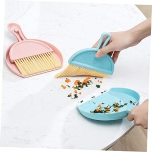 HAPINARY 4 Sets Mini Dust Brush and Dustpan Multi Function Handheld Cleaning Accessory for Quick Cleanup Desks Countertops and Pet Areas Compact Broom and Dustpan