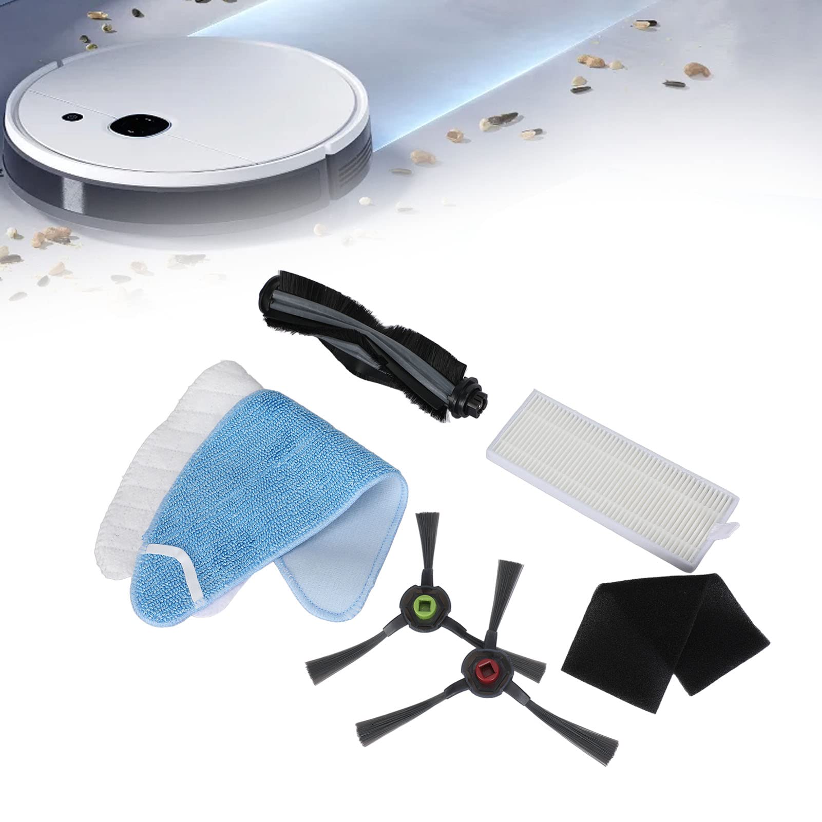 Yosoo K650 Sweeper Accessories Set - Washable Mop, Mop, Rolling Brush, Side Brush, Filter Screen