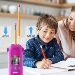 AFMAT Electric Pencil Sharpener for Colored Pencils, Fully Automatic Robot Pencil Sharpener, Auto in & Out, Rechargeable Hands-Free Pencil Sharpener for 7-11.5mm Jumbo Pencils, Home, Classroom