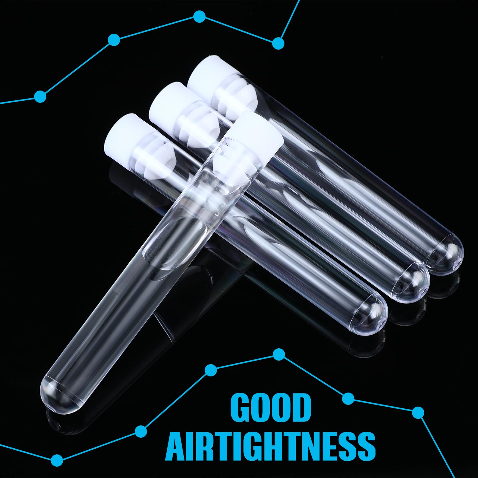 Xuhal 500 Pcs Test Tubes 10 ml Clear Plastic Test Tubes with Caps 16 x 100 mm Small Propagation Tubes for Scientific Experiments Plant Propagation Powder Spices Candy Storage