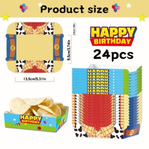 Cartoon Story Disposable Paper Food Trays 24pcs Two Infinity and Beyond Birthday Decorations Nacho Trays For Toy Theme Birthday Decoration Baby Shower Party Supplies