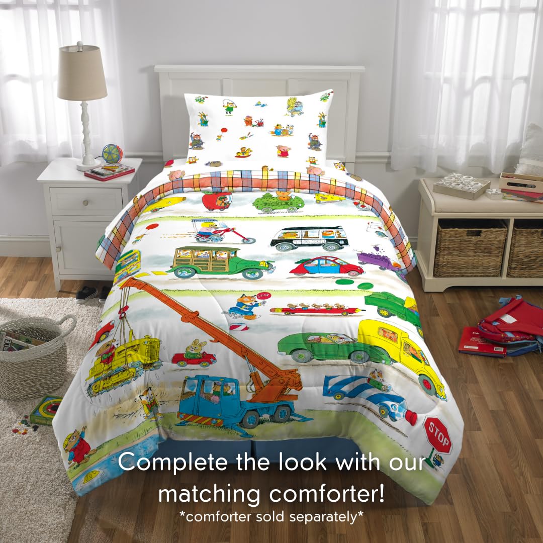 Franco Richard Scarry Book Kids Bedding Super Soft Sheet Set, Twin, (Official Licensed Product)