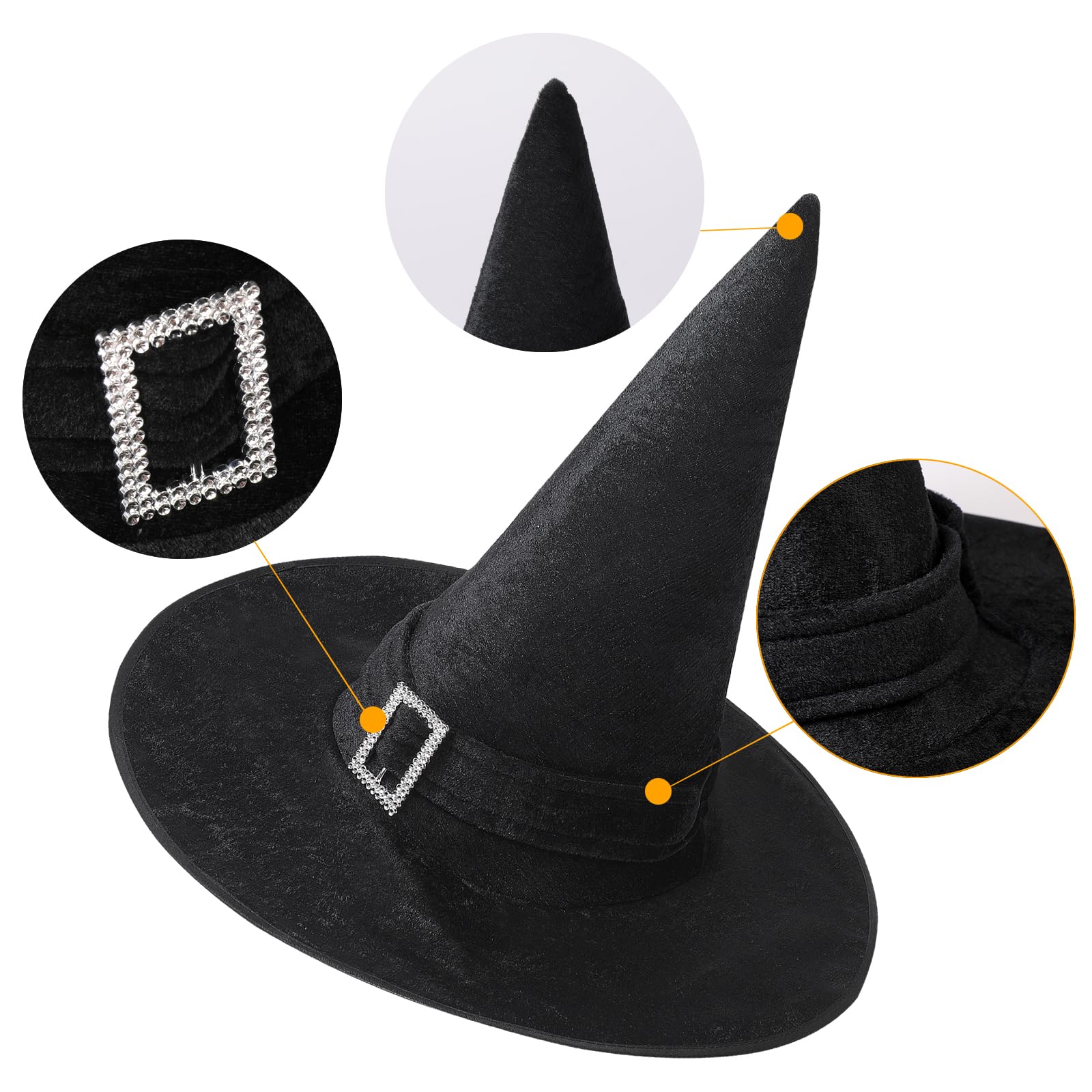 JUYEJOC Black Witch Hat Halloween Decorations Witch Hats for Women Halloween Party Carnivals Cosplay Costume Accessory (Style2)